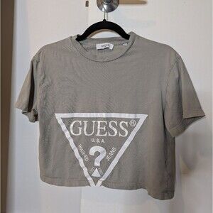 Guess Print Logo Crop Top